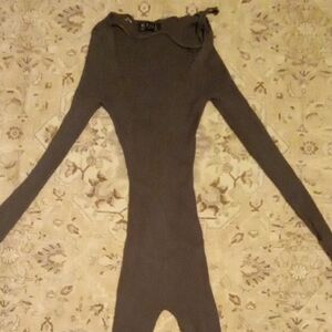 Kendall & Kylie Ribbed Long Sleeve Jumpsuit - Gray